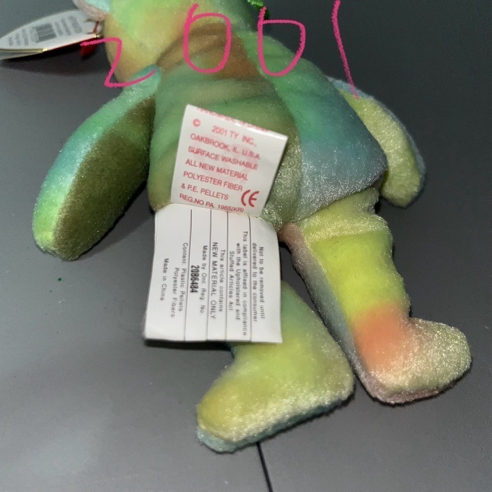 Ty Jingle Beanie Baby PEACE the Bear Ornament NWT 2001 - Picture 6 of 10